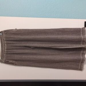 Made In Italy Distressed Linen Lightweight Gauzy BeachCasual Gray Wide-Leg Pants